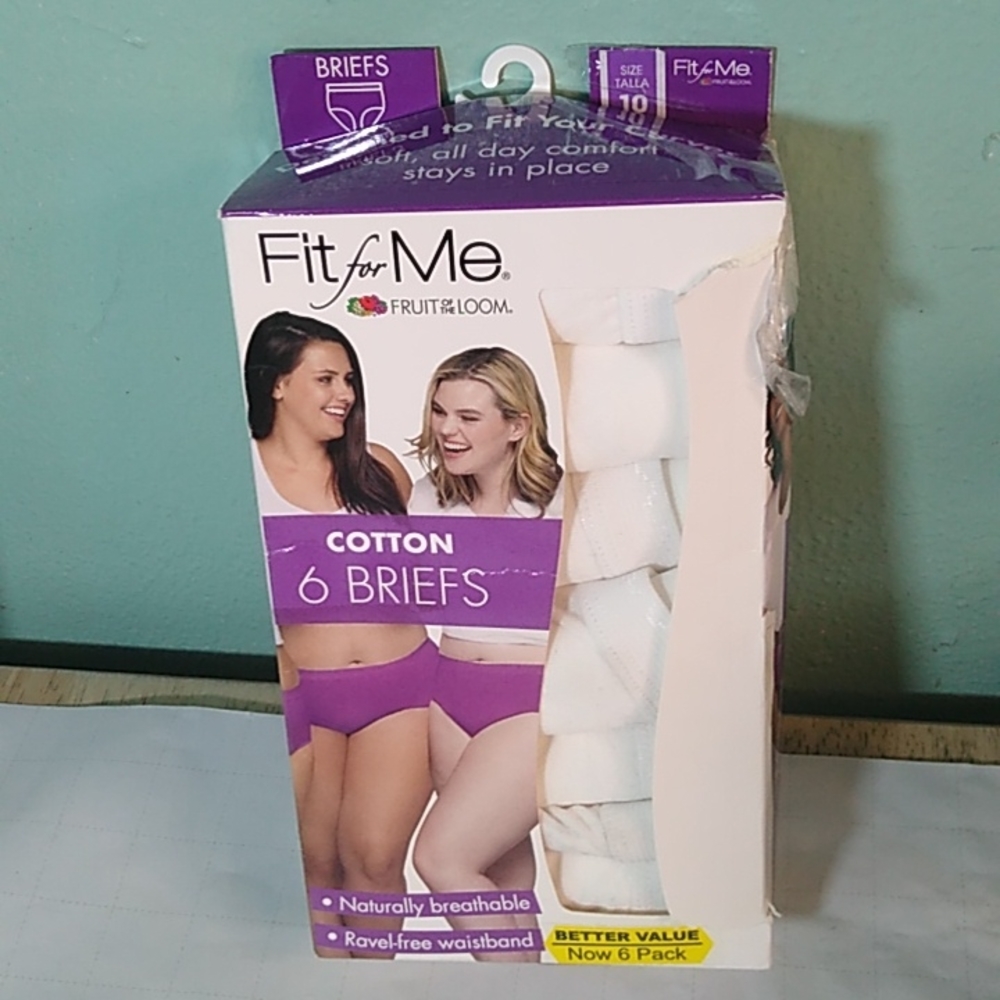 #270 fit for me Womens size 10 white brief panties brand new in damaged box